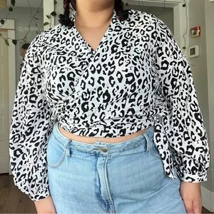 Asos Curve leopard printed wrap blouse